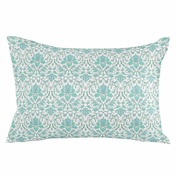 Outdoor Waterproof Throw Pillow Covers Set of 2 Teal Abstract Flower Decorative Pillowcases Lumbar Outdoor Pillows Cushion Case 20x12 Inch Abstract Medieval Mural Patio Pillows for Couch Sofa Bed