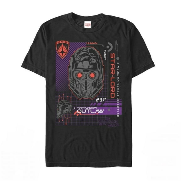 Men's Marvel Guardians of the Galaxy Vol. 2 Star-Lord Code Graphic Tee Black Small