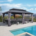thumbnail image 4 of PURPLE LEAF 12' x 20' Permanent Hardtop Gazebo Aluminum Frame Gazebo with Galvanized Steel Double Roof, UV-Resistant for Backyard Patio Lawn and Garden, Netting & Curtains included - Grey, 4 of 17
