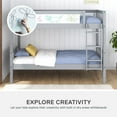 thumbnail image 4 of DHP Adrian Kids' Solid Wood Bunk Bed with Dry Erase Board, Twin over Twin, Navy Blue, 4 of 8