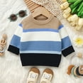 thumbnail image 5 of Toimothcn Toddler Boys Girls Sweaters Long Sleeve Crew Neck Casual Striped Printed Pullover Sweater Warm Soft Fall Winter Knitted Sweaters Comfy Kids Clothes, 5 of 9