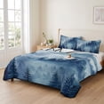 thumbnail image 2 of Queen Quilt Set 90''x96'', Blue Mountain Bedspread Coverlet with 2 Pillow Shams, Misty Forest Nature Woodland Pine Tree Landscape Breathable All Season Quilt Bedding for Bedroom/Guest Room, 2 of 9