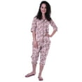 thumbnail image 2 of Moomaya Printed Cotton 3/4 Sleeve Shirt With Capri 2 Piece Nightwear Set Sleepwear For Womens, 2 of 7