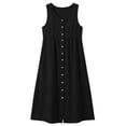 thumbnail image 5 of Horkkom Maxi Dresses for Women V Neck Sleeveless Solid Color Linen Dress Loose Casual Long Dresses with Pockets, S-3XL, 5 of 8