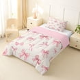 thumbnail image 2 of Erosebridal Cute Ribbon Bow Twin Comforter Sets 3-Piece for Children,Kawaii Plaid Bowtie Bedding Set for Teens Girls,Pink Reversible,Lightweight Room Decor, 2 of 6