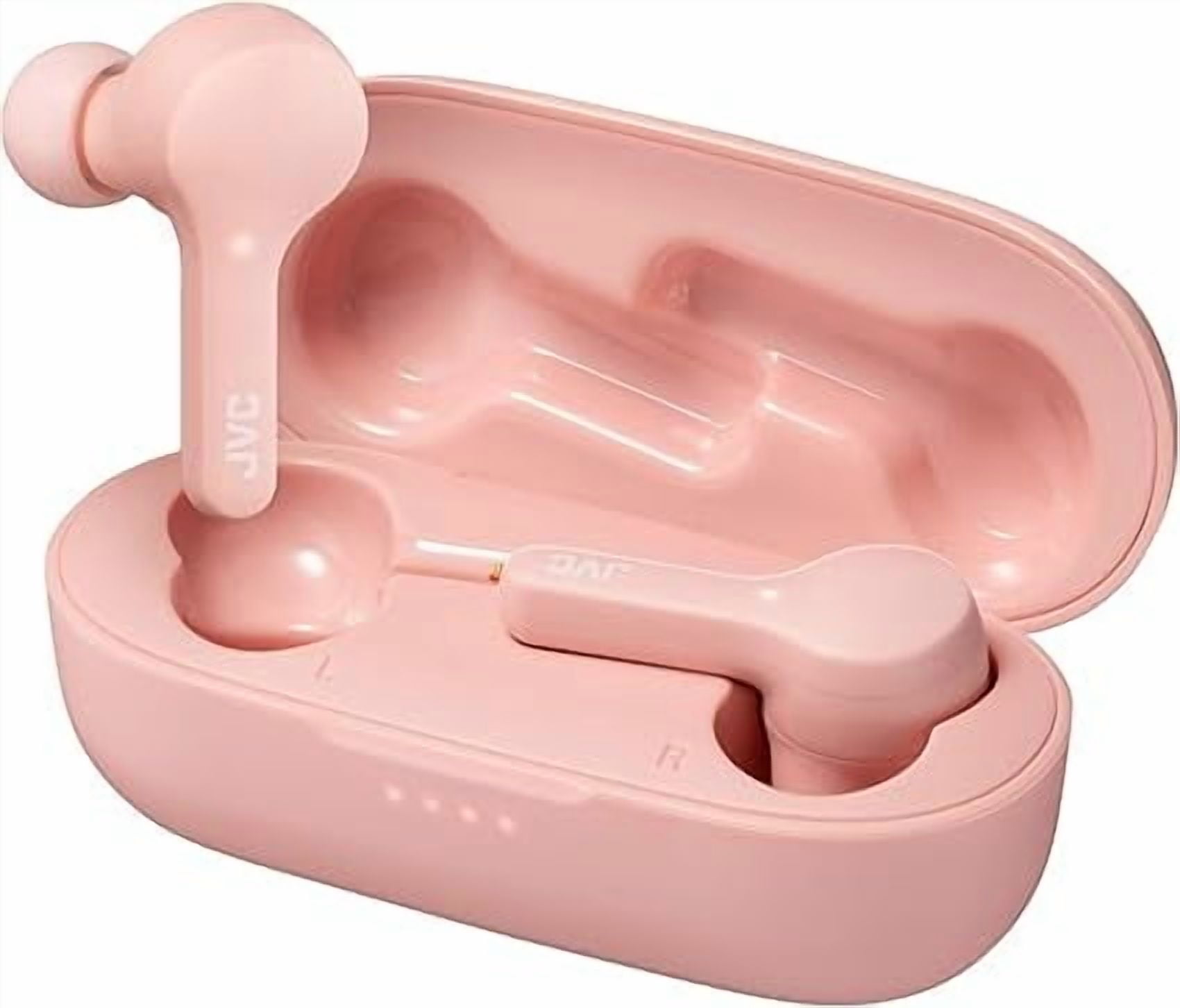 JVC Gumy Truly Wireless Earbuds Headphones, Bluetooth 5.0, Water Resistance(IPX4), Long Battery Life (up to 15 Hours) - HAA7TP (Pink)