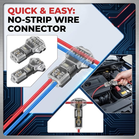 T Tap Wire Splice Connectors , Quick Wire Connector No-Stripping No-Soldering T-Type Splice Tap for Electrical Wiring, Dual-Wire Plug-In Terminal Block for Voltage Automotive and Home Circuits 1Pcs A