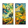 thumbnail image 2 of Designart "Countryside Art Swirling Vibrant Tree I" Meadow Framed Wall Art Set Of 2 - Traditional Gold Framed Canvas Set For Living Room Decor, 2 of 6