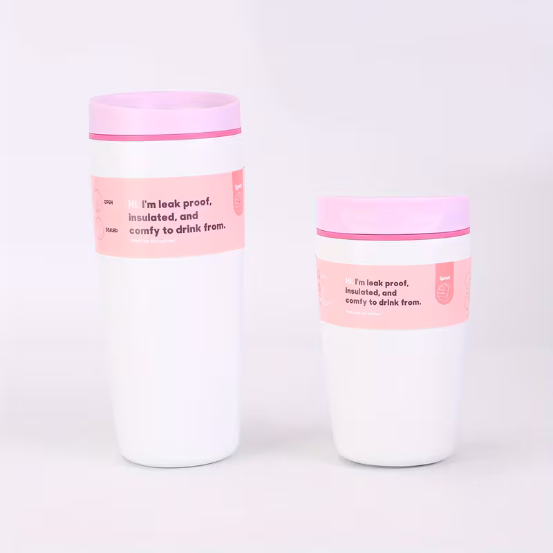 thumbnail image 1 of Vaso térmico de acero inoxidable portátil para café, viajes y exteriores, color blanco, 1 of 4