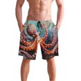 thumbnail image 4 of Dailycode Men's Quick Dry Swim Trunks Beach Shorts Casual Summer Board Shorts with Pockets, Octopus in Bottom Sea, 4 of 8