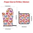thumbnail image 4 of XMXT Waterproof Oven Mitts and Pot Holders Sets, Vintage Pink Colorful Butterfly Sets Kitchen Cooking Heat Resistant, 4 Pcs, 4 of 8