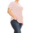 thumbnail image 2 of Women's Casual Plus Size Round Scoop Neck Striped T-Shirt Tunic, 2 of 4