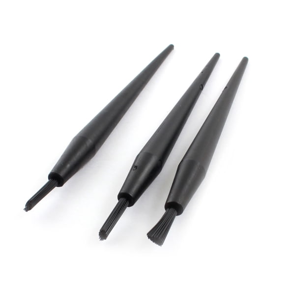 Juego de 3 brochas antiestáticas de plástico negro con mango tipo bolígrafo para PCB ESD