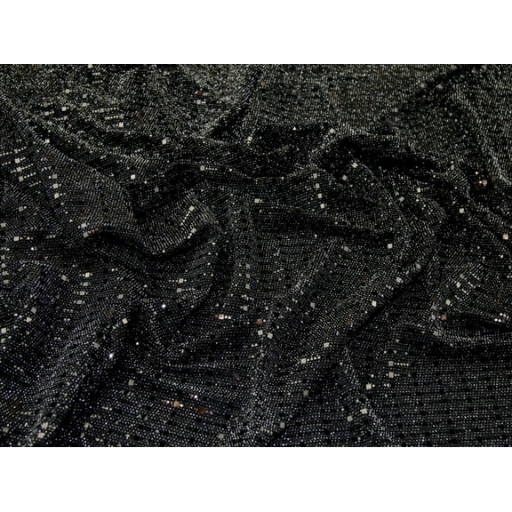 Minerva Sequin Stretch Knit Fabric Black - per yard