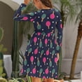 thumbnail image 4 of Fall Dresses for Women 2024, Ping Pong Rackets And Balls Womens Fall Dresses Long Sleeve Casual Tie Waist Clothes, Womens Fall Fashion 2024 Midi  Dresses Outfits with Pocket, 4 of 6