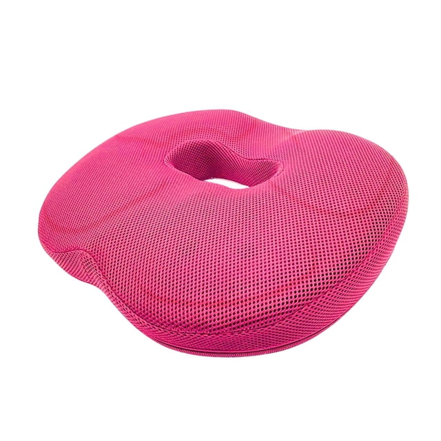 Cojín de asiento ergonómico de espuma viscoelástica, transpirable y ligero para sentarse cómodamente. Rojo rosa