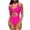 Hot Pink, variant on Women's One Piece Swimwear Front Tie Cut Out Slim Bathing Suit Backless High Cut Beach Vacation Swimsuits