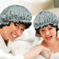 thumbnail image 6 of Shower Caps,Pioneer Flower Floral Print Pattern Waterproof Shower Cap for Women 4 Pieces,Double Reusable Hair Cover for Shower PEVA Elastic Stretch Hem, 6 of 7