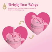 Paris Hilton 20 oz Double-Wall Insulated Tumbler, Includes 2-in-1 Lid & Removable Straw, Removable Heart-Detail Handle, Pink