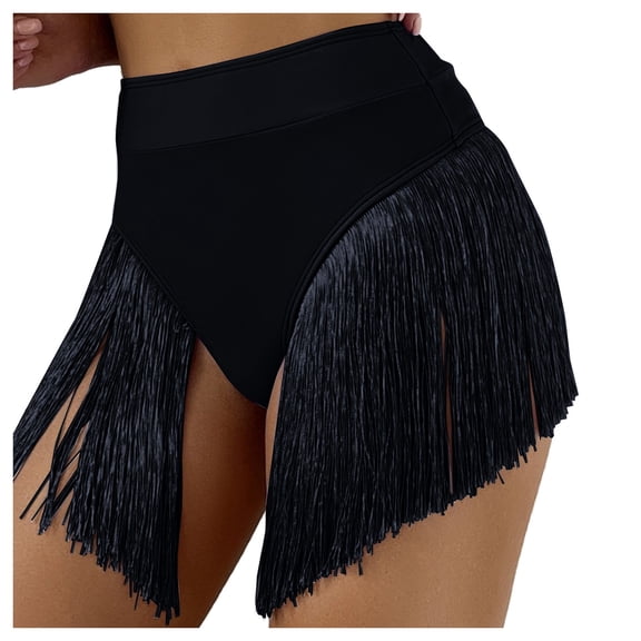 Sngxgn Women's Solid Full Coverage Bikini Bottom Swimsuit(Black,L)