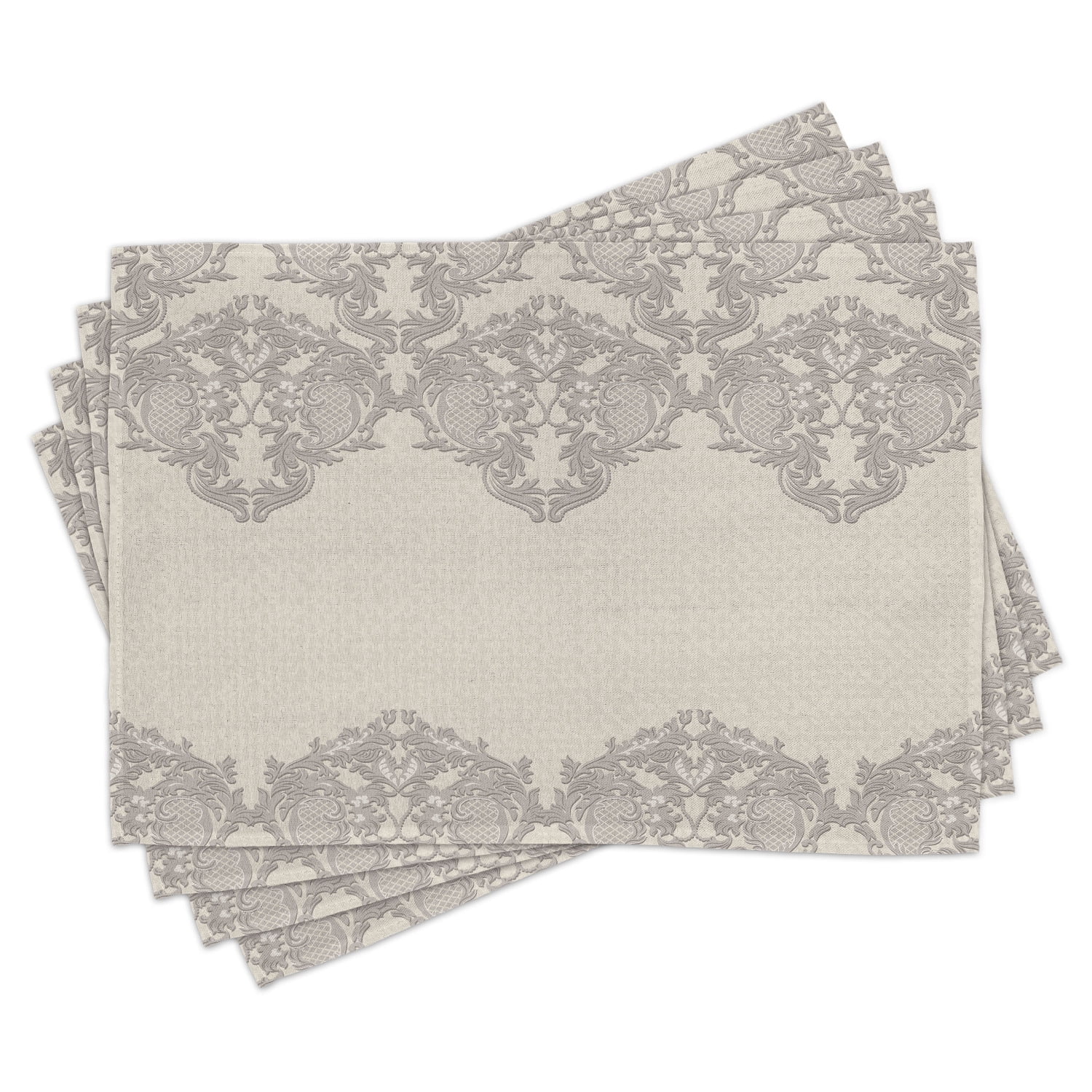 Taupe Lace Like Framework Borders with Details Delicate Intricate Retro Dated Print Washable Fabric Placemats for Dining Room Kitchen Table Decor Ambesonne Taupe Place Mats Set of 4
