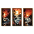 thumbnail image 2 of Designart "Papercut of a Crimson Beach Sunset III" Landscape & Nature Framed Wall Art Set Of 3 - Orange Beach Frame Gallery Set For Office Decor, 2 of 7