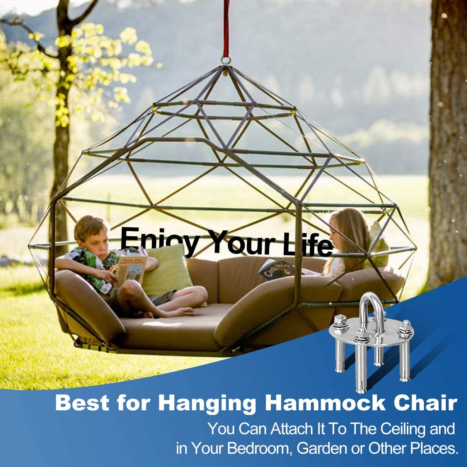 Ceiling Hook Wall Mount Hook for Hanging Hammock Yoga Hanging Chair and Punching Bag 500KG Capacity Stainless Steel Trainer Suspension Kit with Carabiner and Fixing Screws Walmart