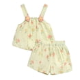thumbnail image 2 of Amidoa Girls 2 Piece Outfits Summer Clothes Cute Tank Top Floral Print Sleeveless T-Shirt and Shorts Casual Kids Clothing Sets Multicolor Size 2T, 2 of 9