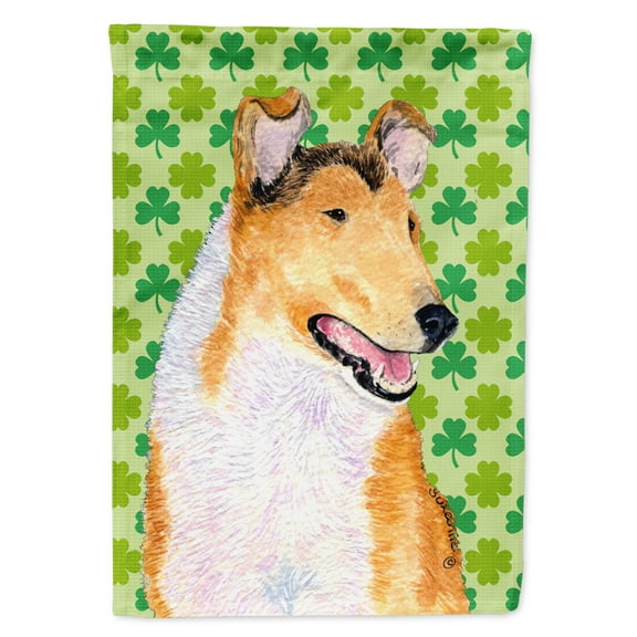 Carolines Treasures SS4401-FLAG-PARENT Collie Smooth St. Patricks Day Shamrock Portrait Flag multicolor