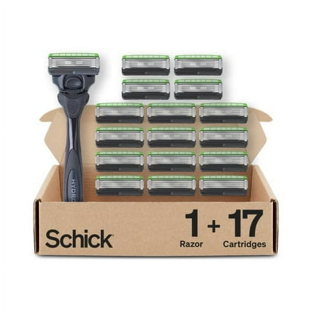 Schick Hydro Sensitive Mens Razor Handle Plus 17 5-Blade Sensitive Razor Refill Cartridges