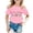 Pink, variant on Girls Casual Letter Print Short Sleeve Tee Top Back To School Clothes Kids Round Neck Tshirt (Black,10-11 Years)