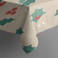 thumbnail image 3 of Beige Christmas Holly Pattern Rectangle Tablecloth 60"x84",Waterproof Polyester Rectangle Table Cloth, Wipeable Spillproof Polyester Tablecloth for Dining, Camping, Indoor and Outdoor, 3 of 5