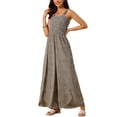 thumbnail image 2 of INSPIRE CHIC Women's Jumpsuit Square Neck Smocked Sleeveless Split Wide Leg Romper L Coffee, 2 of 6