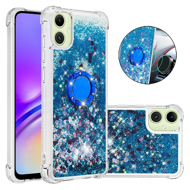 Case for FOXDOCK Sansung Galaxy A06 Full Corner Protection Glitter Phone Case with Ring Holder