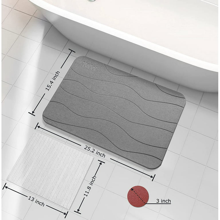 Graplife Stone Bath Mat Non-Slip Fast-Drying Mat for Kitchen Counter Tub &  Bathroom Floor Super Absorbent Diatomaceous Earth Shower Mat - Elegant Home