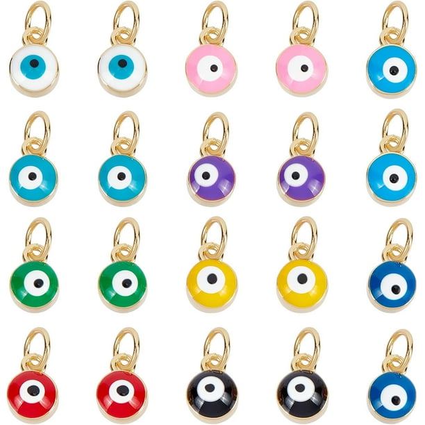 20 dijes de latón con cuentas chapadas en oro de 18 quilates y esmalte, en 10 colores, ideales para la creación de bisutería.