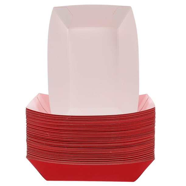 50 bandejas de papel para bocadillos con temática de carnaval, ideales para servir palomitas de maíz, perritos calientes y papas fritas