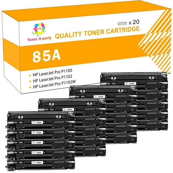Toner H-Party 85A CE285A | Compatible 85A Toner Cartridge for HP 85A CE285A CE285D Laserjet Pro P1102w M1212nf MFP P1102 M1217nfw 1102w P1005 M1132 M1210 M1212 Printer Ink (Black, 20-Pack | CE285AT1)