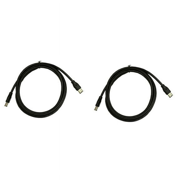 2X Black IEEE 1394 Firewire 400 to Firewire 400 Cable, 6 Pin/6 Pin Male / Male - 10 FT