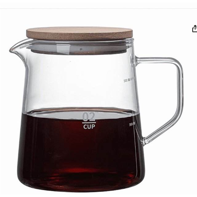 Tyeign 500 Ml High-Borosilicate Glass Coffee Carafe, Heat-Resistant Pour-Over Pot, Clear Sharing Kettle for Drip Coffee Maker, Dishwasher-Safe Home Barista Accessory, Coffee Pot*1