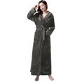 thumbnail image 3 of Women Fleece Hooded Bathrobe Soft Plush Full Length Long Spa Robe, 3 of 7