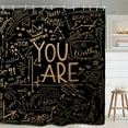thumbnail image 4 of Kids Quotes Inspirational Bathroom Shower Curtain 72W by 84H Inch Motivational Positive You are Black Copper Gold Child Student Line Art Accessory Polyester 12 Hooks Waterproof Decor, 4 of 5