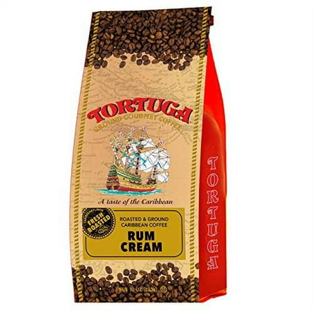 TORTUGA Caribbean Rum Cream Flavored Coffee- Roasted and Ground Coffee 10oz – The Perfect Premium Gourmet Gift for Gift Baskets Parties Holidays and Birthdays