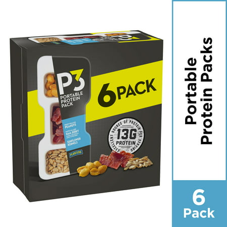 Planters P3 Portable Protein Pack, Honey Roasted Peanuts/Maple Glazed Ham Jerky/Sunflower Kernels, 1.8 Ounce-6 Pack [Honey Roasted Peanuts/Maple Glazed Ham Jerky/Sunflower