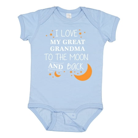 

Inktastic I Love My Great Grandma to the Moon and Back Gift Baby Boy or Baby Girl Bodysuit