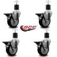 thumbnail image 2 of 4 Inch Black Poly Swivel 1-7/8 Inch Expanding Stem Caster Set with Brake SCC, 2 of 2