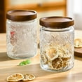 thumbnail image 3 of 24 OZ/2PCS Airtight Food Storage Jar with Bamboo Wooden Lids,Vintage Food Containers Canisters Sets for Kitchen Counter Pantry, Sugar, Flour, Candy, Tea, Coffee Beans, Oats, Grain Bin, 3 of 7