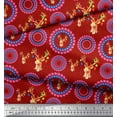 thumbnail image 2 of Soimoi Red Rayon Fabric Circles & Elk Mount Face Decor Fabric Printed Yard 56 Inch Wide, 2 of 3
