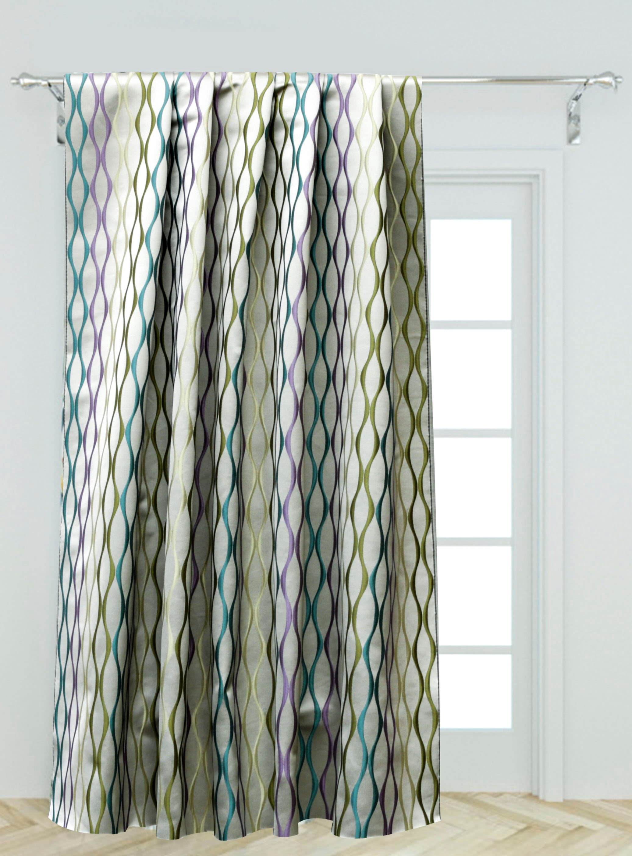 Fabric Mart Direct Multi Color Jacquard Fabric By The Yard, 54 inches or 137 cm width, 16 Continuous Yards Multi Jacquard Fabric, Stripes Swirls, Upholstery Drapery Curtain Wholesale Fabric
