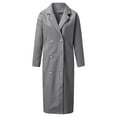 thumbnail image 2 of Trench Coat Women Double Breasted Notched Collar Jacket Mid Long Wool Blend Peacoat Fall Winter Coat Casual Overcoat, 2 of 3